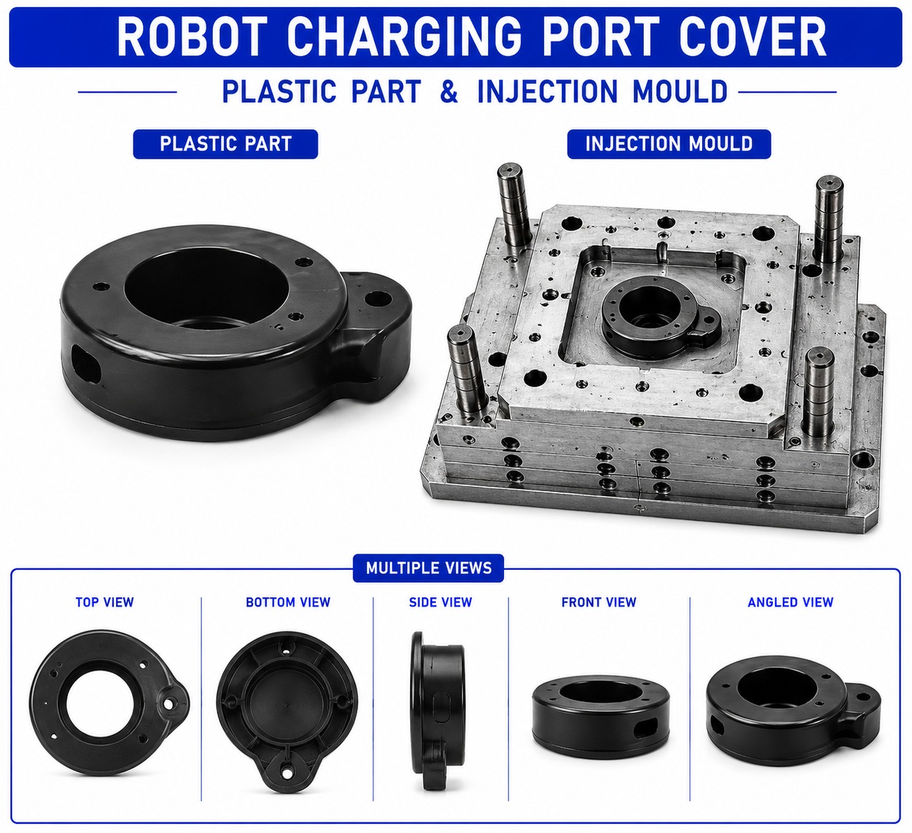 Robot Plastic Charging Port Cover Mould and Moulding Services
